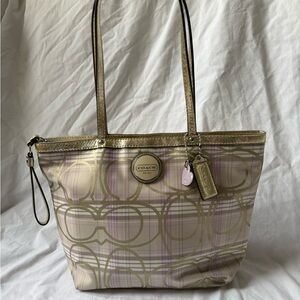 COACH Tartan Plaid Tote Purse